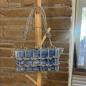 Blue Resin Chain-Wrapped Shoulder Bag - Unbranded